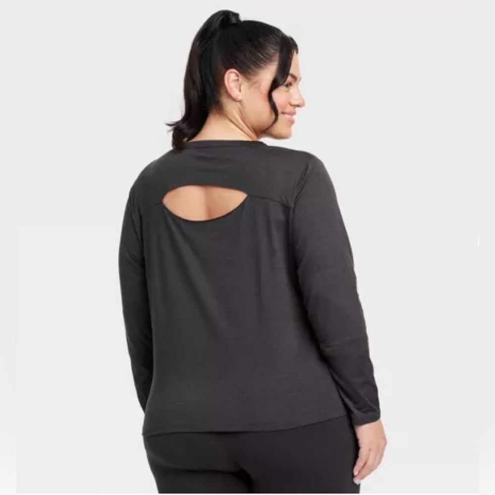 NWT All in Motion Activewear Top Soft Stretch Long Sleeve Exercise Black Size 1X
